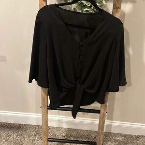 Black bell sleeve blouse